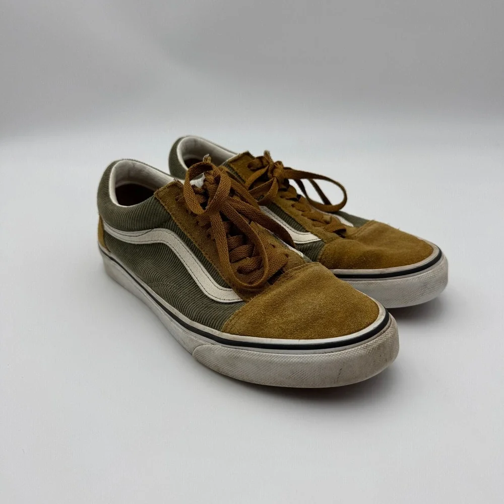 Vans Old Skool Corduroy Suede Sneakers Olive Green Mustard Yellow W8 M6.5